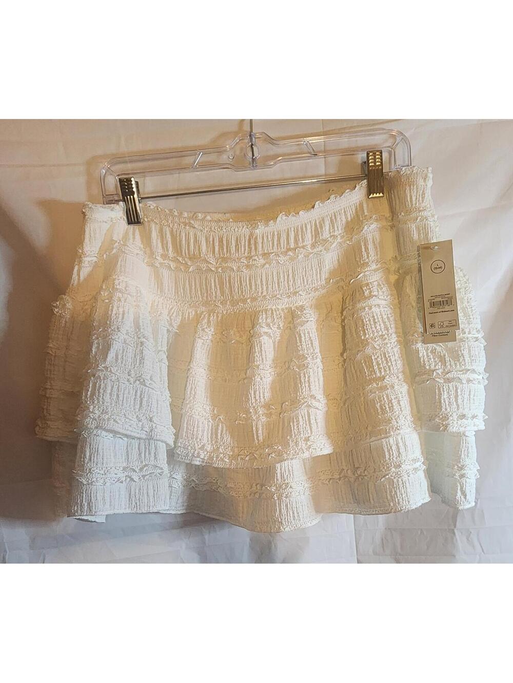 No Boundaries White Textured Mini Skirt with Built-In Shorts